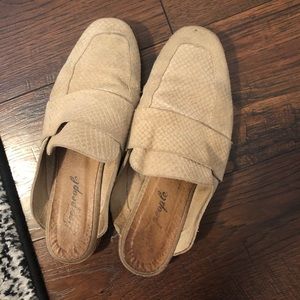 Free People Leather Snake Print Mules